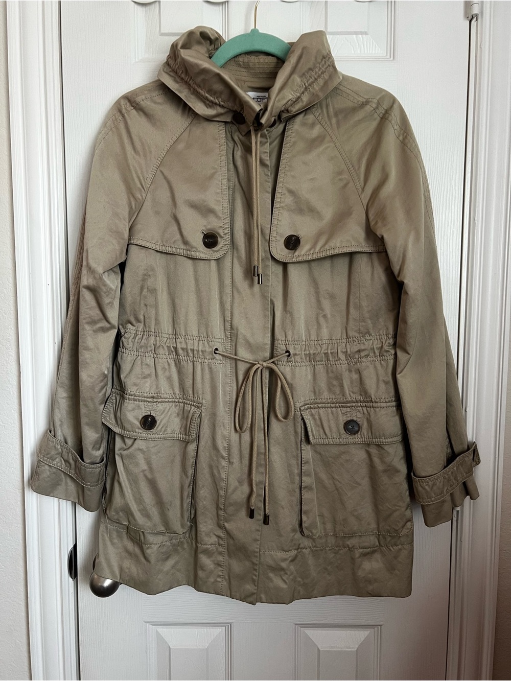 LOFT Tan Utility Jacket with Drawstring Waist